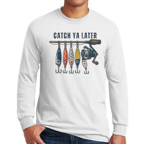 Catch Ya Later Vintage Fishing Lures Outdoor Dad Son Men Long Sleeve T-Shirt - Father's Day Fun