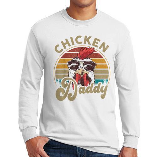 Chicken-Shirt Rooster Daddy Vintage Farmer Dad Father Men Long Sleeve T-Shirt - Father's Day Fun
