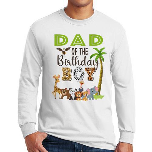 Dad Of The Birthday Boy Wild Zoo Theme Safari Party Men Long Sleeve T-Shirt - Father's Day Fun