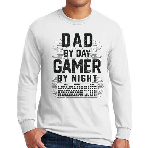 Dad By Day Gamer By Night Father's Day Gaming Men Long Sleeve T-Shirt - Father's Day Fun