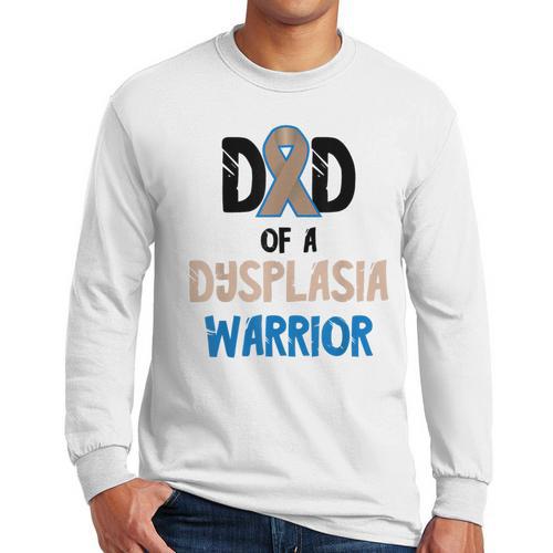 Dad Of A Hip Dysplasia Warrior Beige Blue Hip Dysplasia Men Long Sleeve T-Shirt - Father's Day Fun