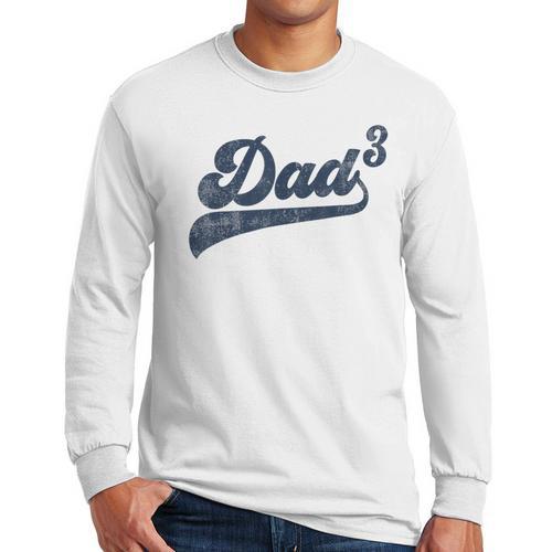 Dad3 Dad Cubed Father Of Three Daddy 3 Third Time Dad Men Long Sleeve T-Shirt - Father's Day Fun