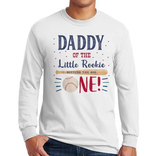 Daddy Dad First Birthday Little Rookie Baseball The Big One Men Long Sleeve T-Shirt - Father's Day Fun