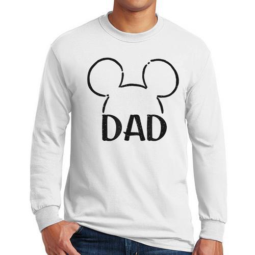Disney Mickey And Friends Dad Mickey Ears Outline Logo Men Long Sleeve T-Shirt - Father's Day Fun
