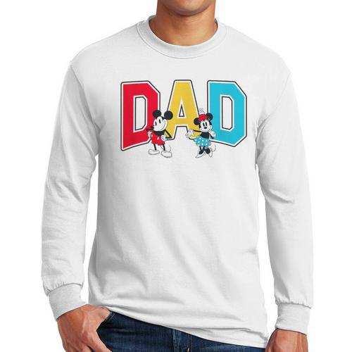 Disney Mickey And Friends Mickey Minnie Dad Collegiate Logo Men Long Sleeve T-Shirt - Father's Day Fun
