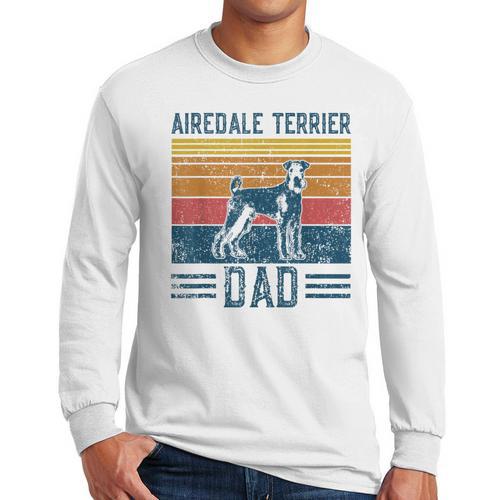 Dog Airedale Terrier Dad Vintage Airedale Terrier Dad Men Long Sleeve T-Shirt - Father's Day Fun