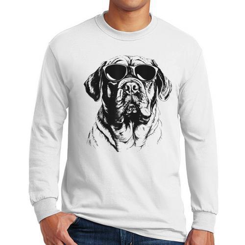 English Mastiff Sketch Drawing Art Dog Lover Mom Dad Women Men Long Sleeve T-Shirt - Father's Day Fun