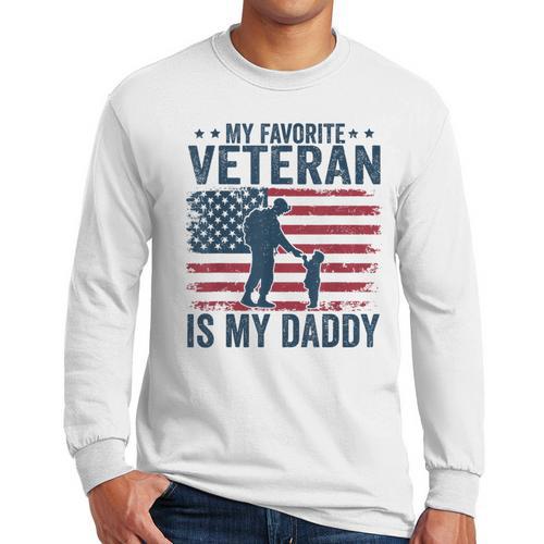 Father Veterans Day My Favorite Veteran Is My Daddy For Kids Men Long Sleeve T-Shirt - Father's Day Fun