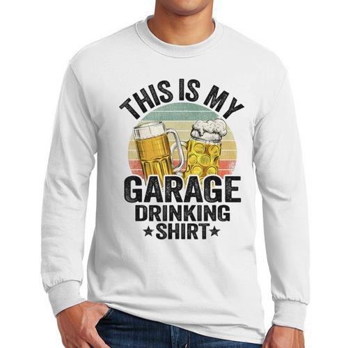 Garage Drinker Dad Vintage Beer This Is My Garage Drinking Men Long Sleeve T-Shirt - Father's Day Fun