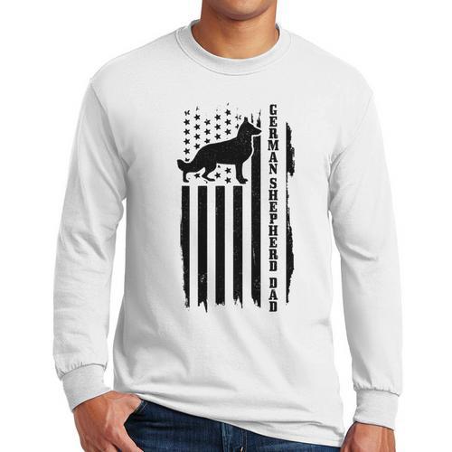 German Shepherd Dad Vintage Flag Patriotic Dog Men Long Sleeve T-Shirt - Father's Day Fun