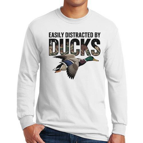Mallard Duck Hunting Camo Easily Distracted Duck Dad Men Long Sleeve T-Shirt - Father's Day Fun