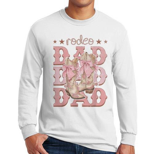 Rodeo Dad Pink Boots Coquette Cow-Girl Birthday Party Men Long Sleeve T-Shirt - Father's Day Fun
