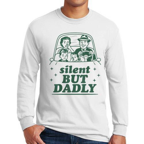 Silent But Dadly Father's Day Fart Dad Farting Vintage Men Long Sleeve T-Shirt - Father's Day Fun