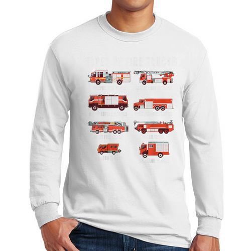 Toddler Boy Types Of FireTruck Firefighter Baby Dad Fireman Men Long Sleeve T-Shirt - Father's Day Fun