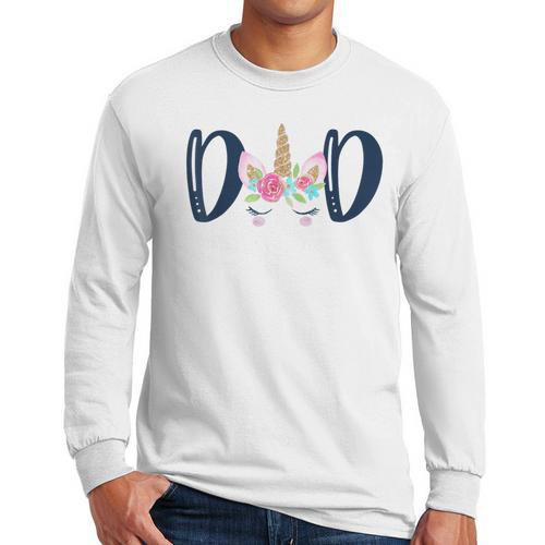 Unicorn Dad Birthday Shirt Matching Family Party Tee T-Shirt Men Long Sleeve T-Shirt - Father's Day Fun