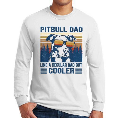 Vintage Pitbull Dad Like A Regular Dad But Cooler Men Long Sleeve T-Shirt - Father's Day Fun