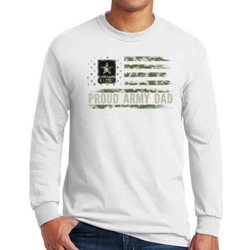 Vintage Proud Army Dad Camo American Flag Veteran Men Long Sleeve T-Shirt - Father's Day Fun
