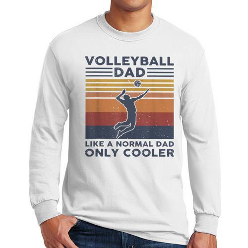 Volleyball Dad Like A Normal Dad Only Cooler Vintage Men Long Sleeve T-Shirt - Father's Day Fun