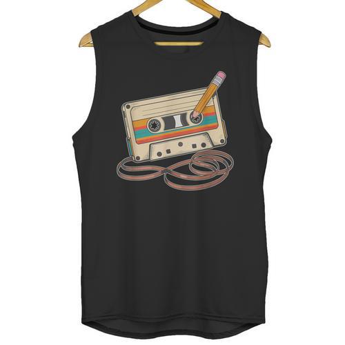 80s 90s Retro Party Costume Nostalgia Cassette Tape Pencil Unisex Tank Top - Figerry