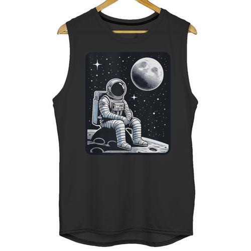 Aesthetic Spaceman Astronaut On The Moon Space Introvert Unisex Tank Top - Raresse