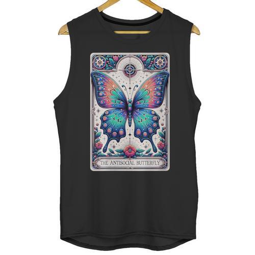 Antisocial Butterfly Introvert Distressed Unisex Tank Top - Raresse