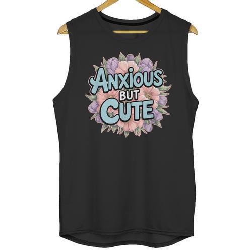Anxious But Cute Introvert Floral Social Anxiety Unisex Tank Top - Raresse