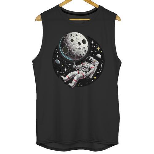 Astronaut Aesthetic Holding Moon Balloon Planets Introvert Unisex Tank Top - Raresse