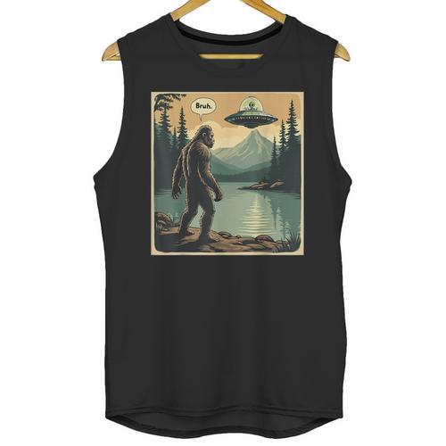 Bigfoot Sasquatch Alien Spaceship UFO Introvert Bruh Unisex Tank Top - Raresse