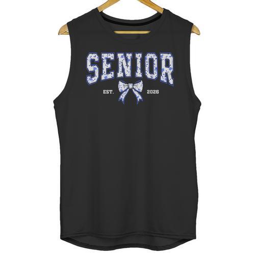 Blue Bow Coquette Floral Senior 2026 Graduation Class Unisex Tank Top - Best Gift Smart