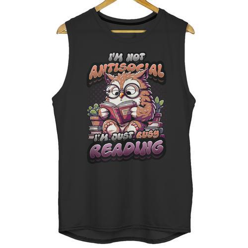 Book Lover Owl Reading Books Introvert Bookworm Unisex Tank Top - Raresse