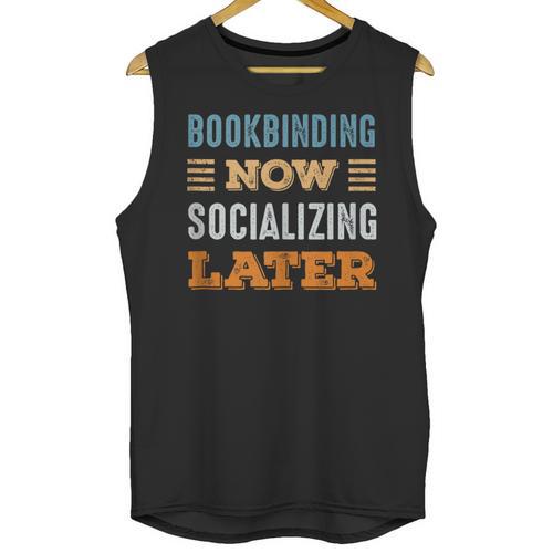 Bookbinding Now Minimal Socializing Introvert Vintage Unisex Tank Top - Raresse