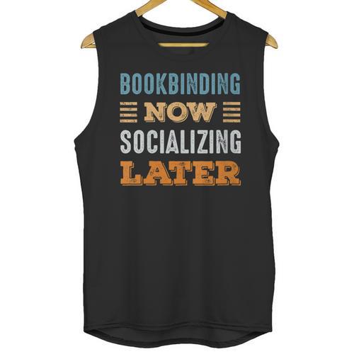 Bookbinding Now Minimal Socializing Introvert Vintage Unisex Tank Top - Raresse