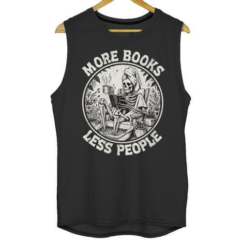 More Books Less People Introvert Skeleton Reading Unisex Tank Top - Raresse