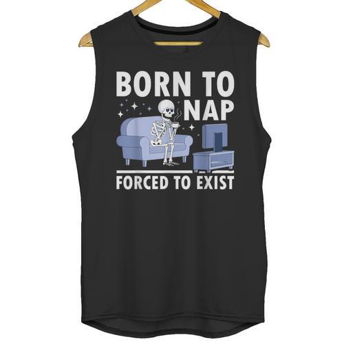 Born To Nap Forced To Exist Lazy Skeleton Couch Introverts Unisex Tank Top - Raresse