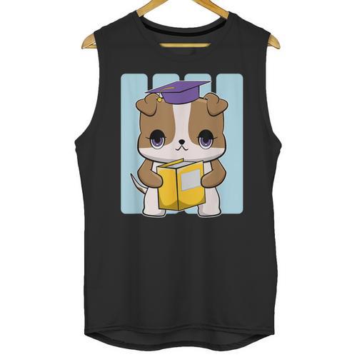 Bulldog Anime Pup Graduation Unisex Tank Top - Best Gift Smart