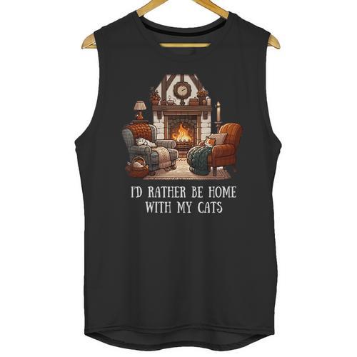 Cat Lover I'd Rather Be Home With My Cats Introvert Cozy Unisex Tank Top - Raresse