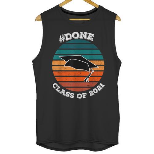 Class Of 2021 Done Senior Graduation Retro Sunset Unisex Tank Top - Best Gift Smart
