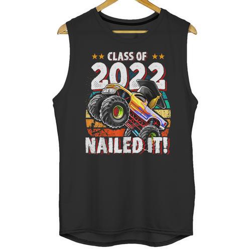 Class Of 2022 Monster Truck Graduation Cap Retro Sunset Boy Unisex Tank Top - Best Gift Smart