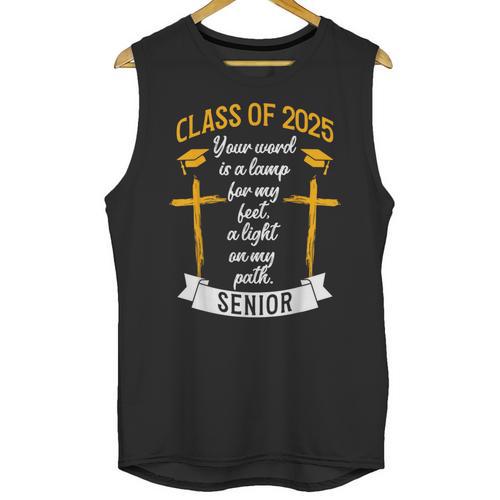 Class Of 2025 Senior Graduation Cross Quote Faith In God Unisex Tank Top - Best Gift Smart