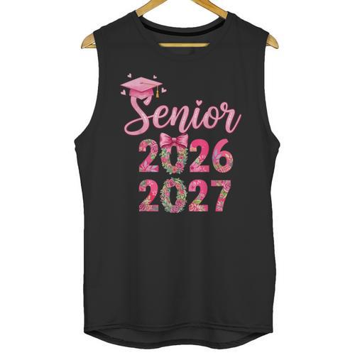 Coquette Pink Bow Flowers Senior 2026 2027 Graduation Unisex Tank Top - Best Gift Smart