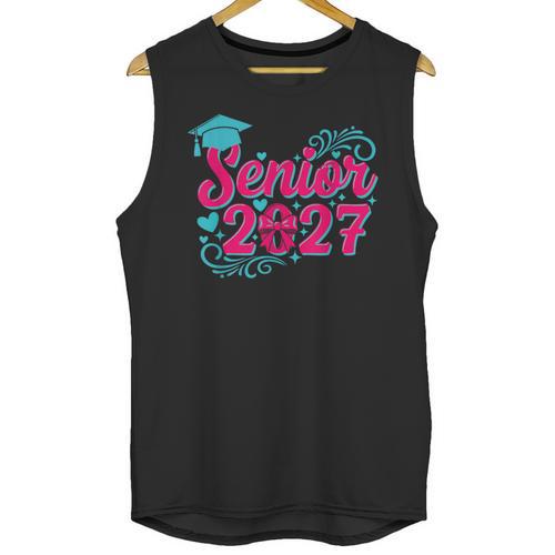 Coquette Pink Bow Senior 2027 Class Of Graduation Unisex Tank Top - Best Gift Smart