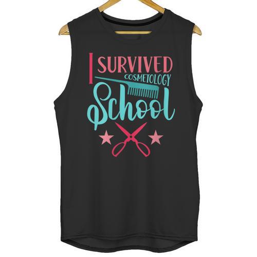 Cosmetology Graduation Tee I Survived Cosmetology School Unisex Tank Top - Best Gift Smart