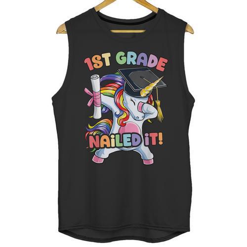 Dabbing 1st Grade Unicorn Graduation Class Of 2021 Nailed It Unisex Tank Top - Best Gift Smart