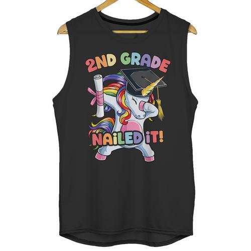 Dabbing 2nd Grade Unicorn Graduation Class Of 2021 Nailed It Unisex Tank Top - Best Gift Smart