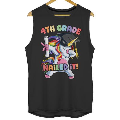 Dabbing 4th Grade Unicorn Graduation Class Of 2021 Nailed It Unisex Tank Top - Best Gift Smart