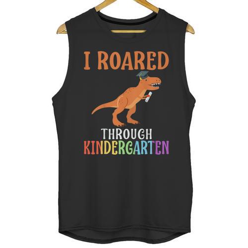 Dinosaur Graduation I Roared Through Kindergarten T-Shirt Unisex Tank Top - Best Gift Smart