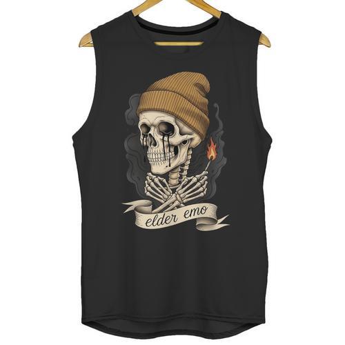 Elder Emo Skeleton Beanie Nostalgia Scene Aesthetic Unisex Tank Top - Figerry