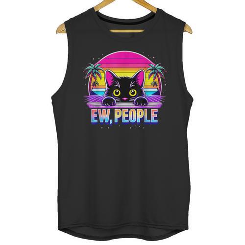 Ew Cat Misanthrope Introvert Synthwave 80s Unisex Tank Top - Raresse