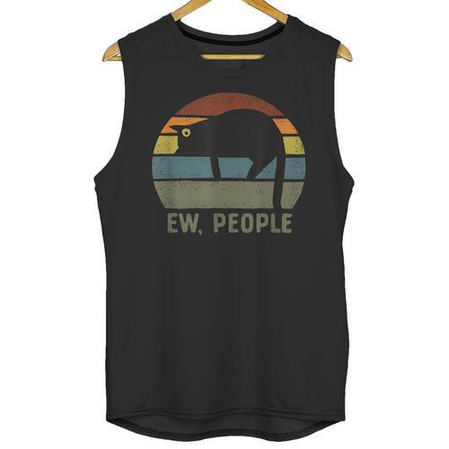 Ew People Cat Lazy Introvert Anti Social Unisex Tank Top - Raresse