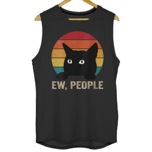 Ew People Introvert Cat Lover Cat Lady Vintage Unisex Tank Top - Raresse